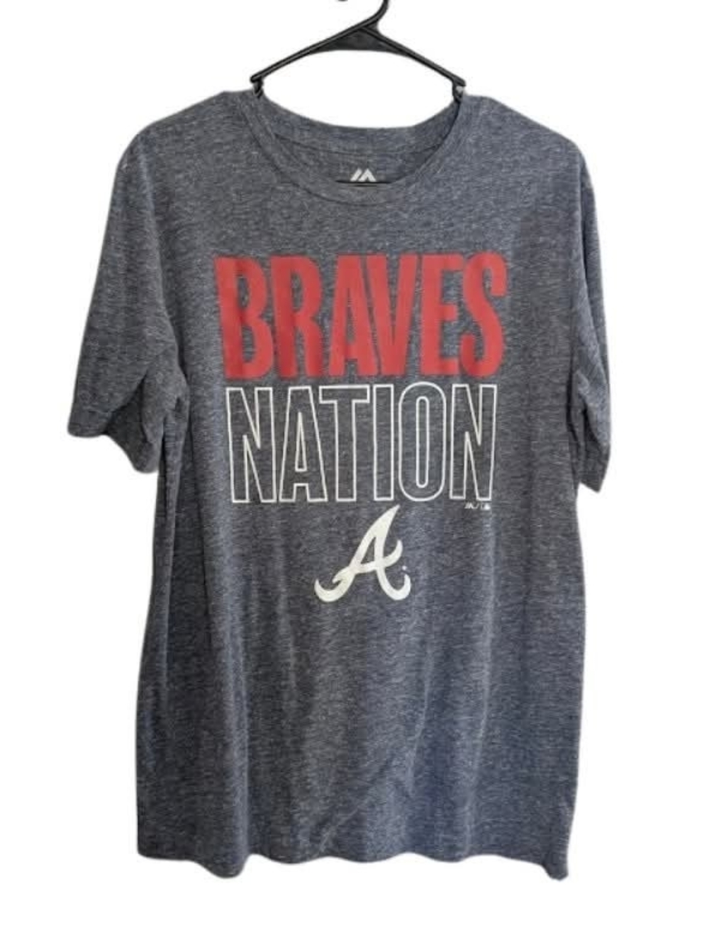 Majestic Gray & Red Braves Nation Tee